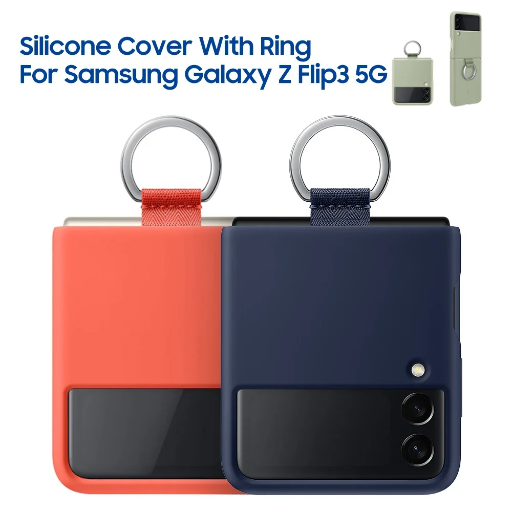 

Silicone Phone Cover Case with Ring For Samsung Galaxy Z Flip3 Z Flip 3 Silicone Shockproof Ring Holder Case Cover