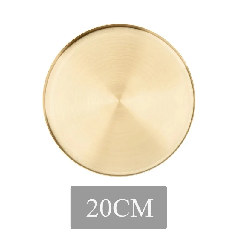 Kitchen Stainless Steel Storage Tray Decorative Trays Organizer Jewelry Display Plate Round Shape Gold Tray Kitchen Storage 2