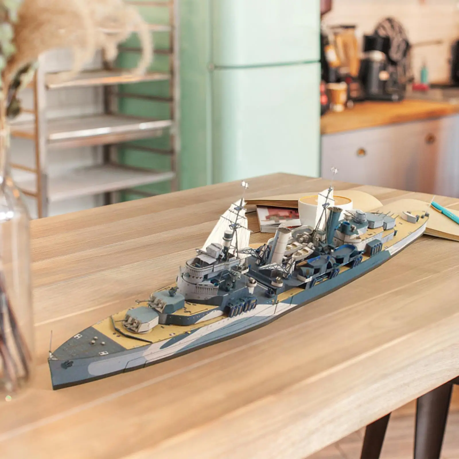 1:400 Scale Model 3D Puzzle Boat Light Cruiser Handmade Unfinished Sailboat Ship for Shelf Desktop Decor Boy Toy Birthday Gift