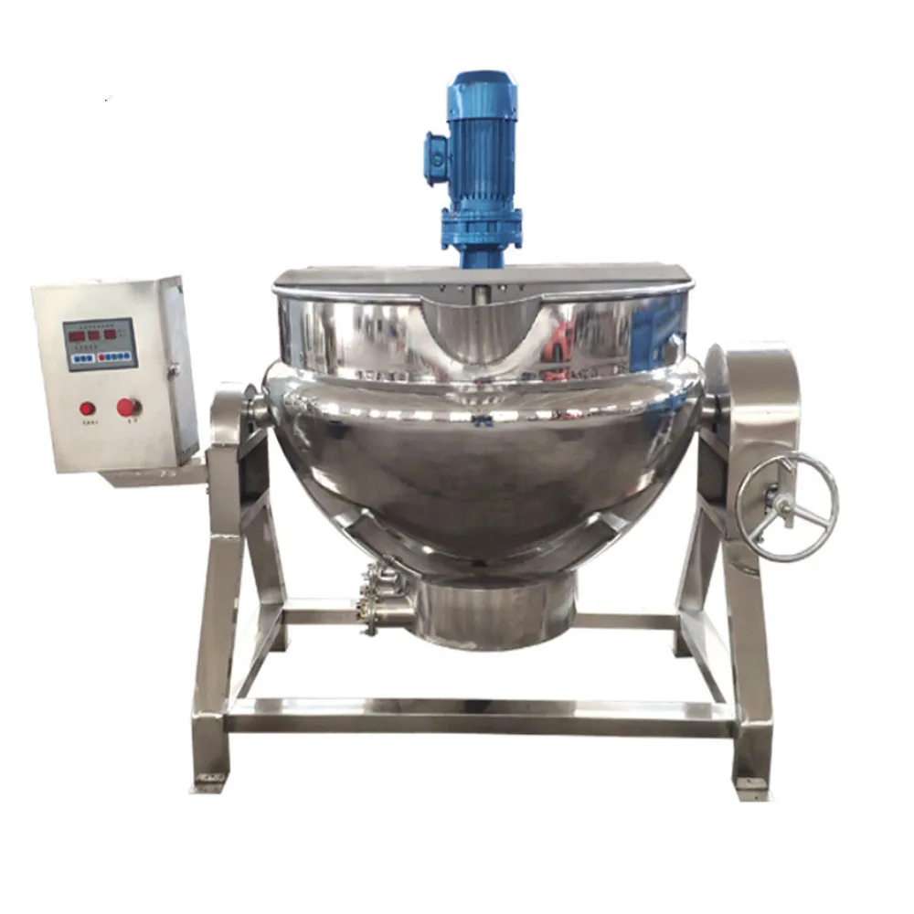 Gas Fired Curry Paste Cooking Tomato Paste Cooking Gas Heat Jacketed Kettle For Chili Sauce Cooking Kettle With Mixer