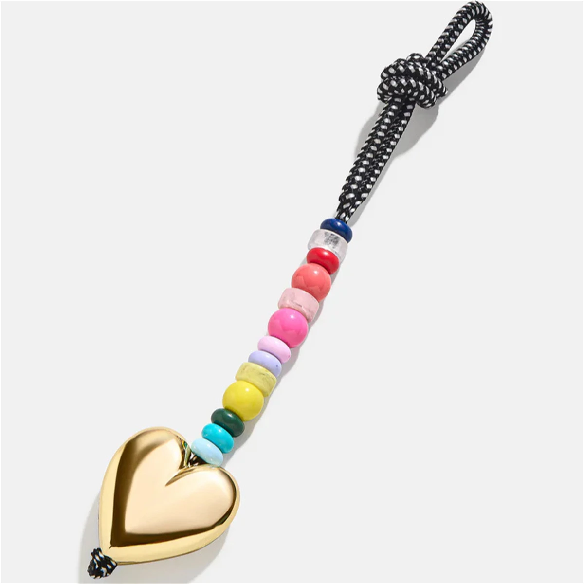 Vibrant Handwoven Keychain with Bead Detail - Trendy Bag Charm & Pendant Accessory