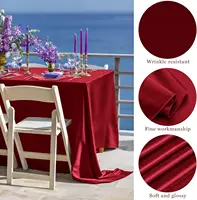 Dark Red Satin Rectangle Tablecloth for Wedding Mariage Party Decoration Baby Shower Christmas Restaurant Banquet Table Cloth 2