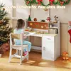 Wooden Kids Desk and Chair Set with Storage for Ages 5-12 in White