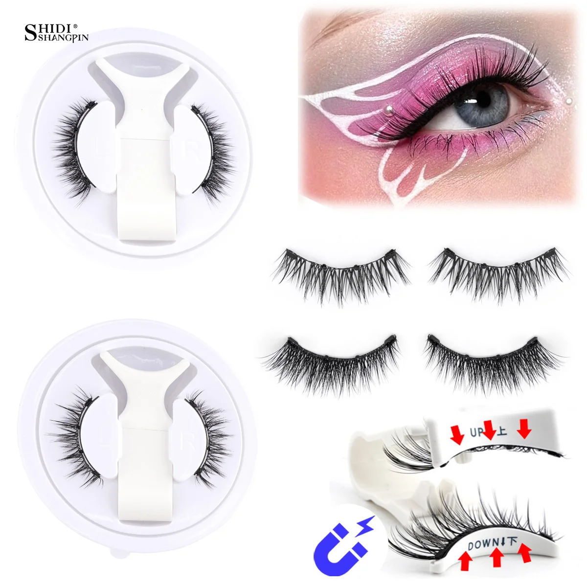 Fake Eyelashes 3D Magnetic Reusable Waterproof Natural Long Fluffy Winged Extension Tool NO Glue Makeup