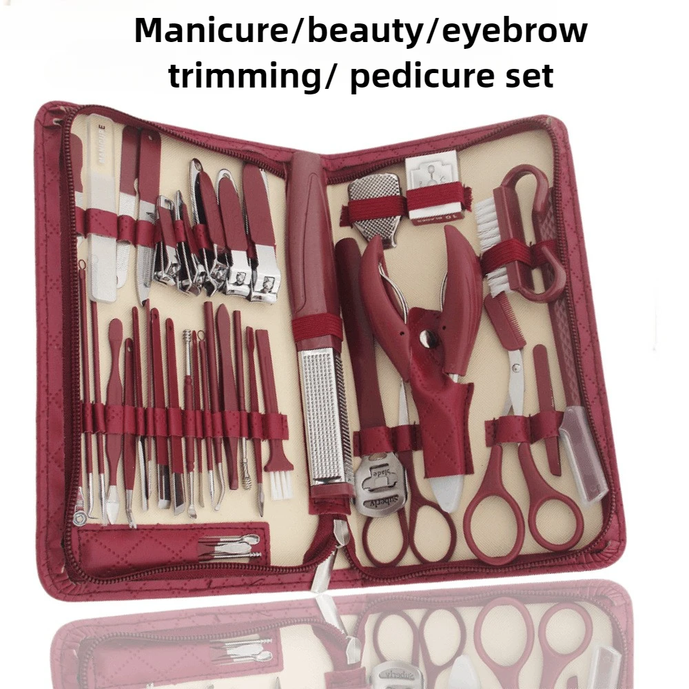 28/42 Pcs Multi-tool Manicure Set Cutters Nail Clipper Set Household Stainless Steel Ear Spoon Pedicure Scissors Tool For Beauty