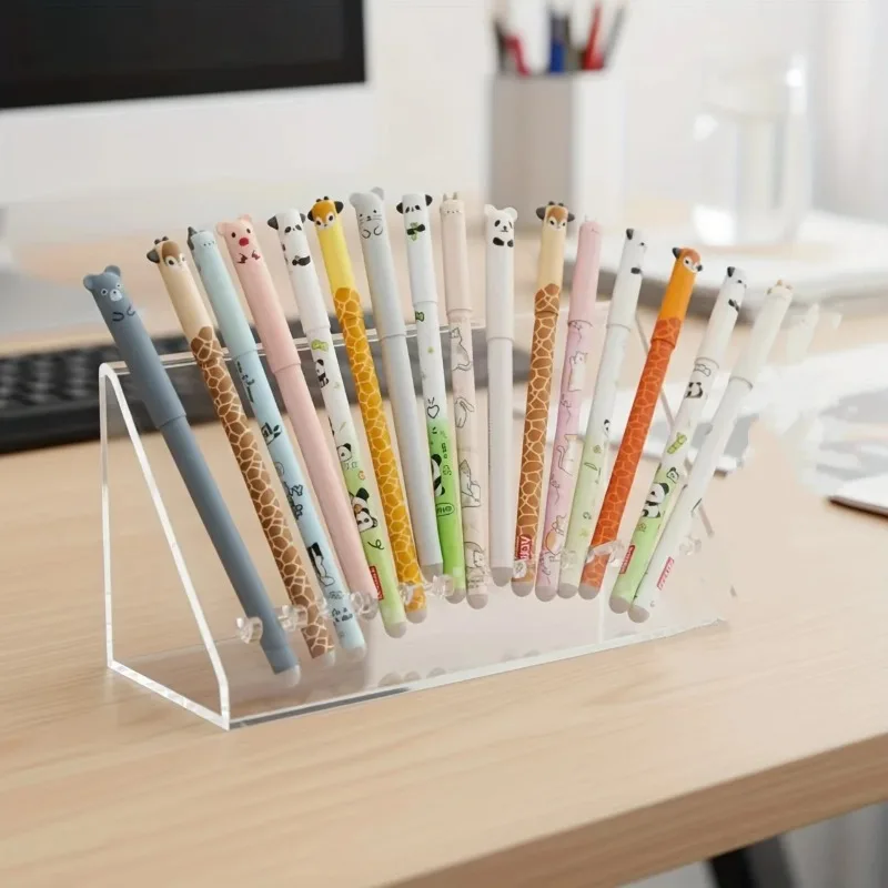 Confezione da 10 Penne Cancellabili con Disegni Casuali, Penne Cancellabili con Animali Carini, Penne Gel Cancellabili, Cancelleria per Studenti a Tema Cartoni Animati - immagine 2