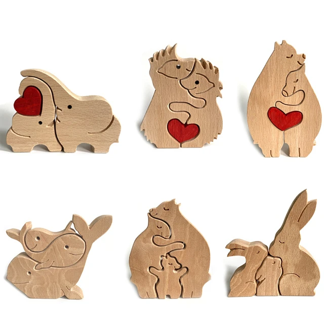 Wooden Animal Figurine Desktop Tumbler Ornaments Statue Toys Gifts  Handcrafts