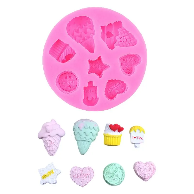 

Ice Cream Cone Love Set Liquid Silicone Mold Plaster Drop Glue Cake Chocolate Dessert Decoration Kitchen Baking Accessories Tool
