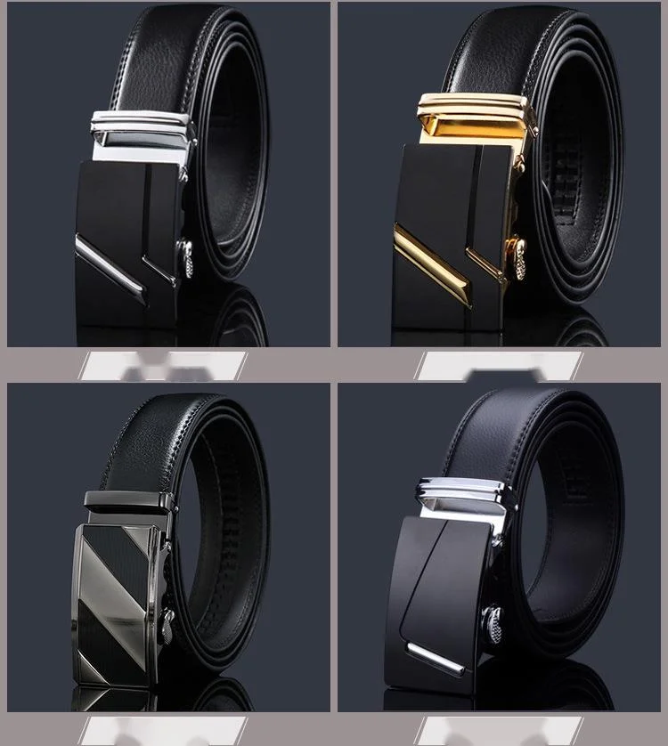 Men's Leather Automatic Buckle Belt For Business And Formal Wear_voghion.com