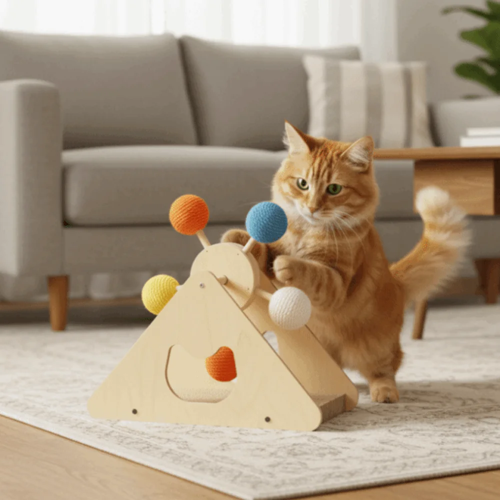Rotating Turntable Ferris Wheel Cat Toy Durable Detachable Cat Scratcher Toy Wear Resistant Interactive Cat Toy Relieve Boredom