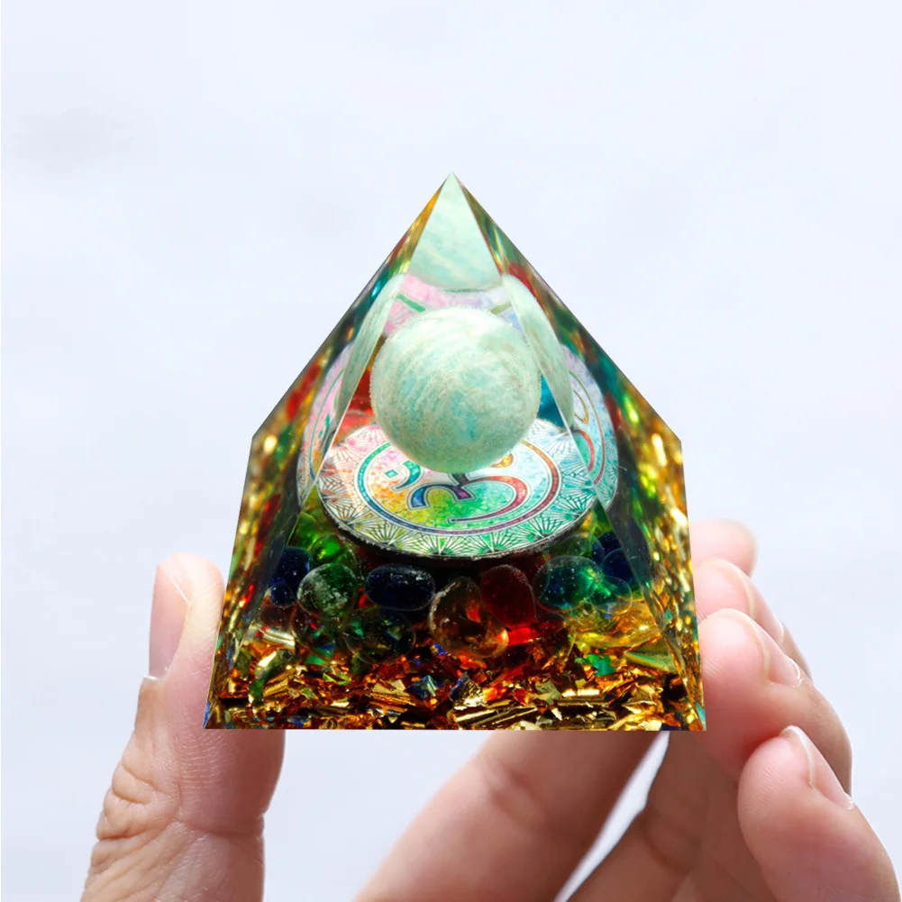 Natural Stone Crystal Orgonite Pyramid for Reiki Chakra Healing