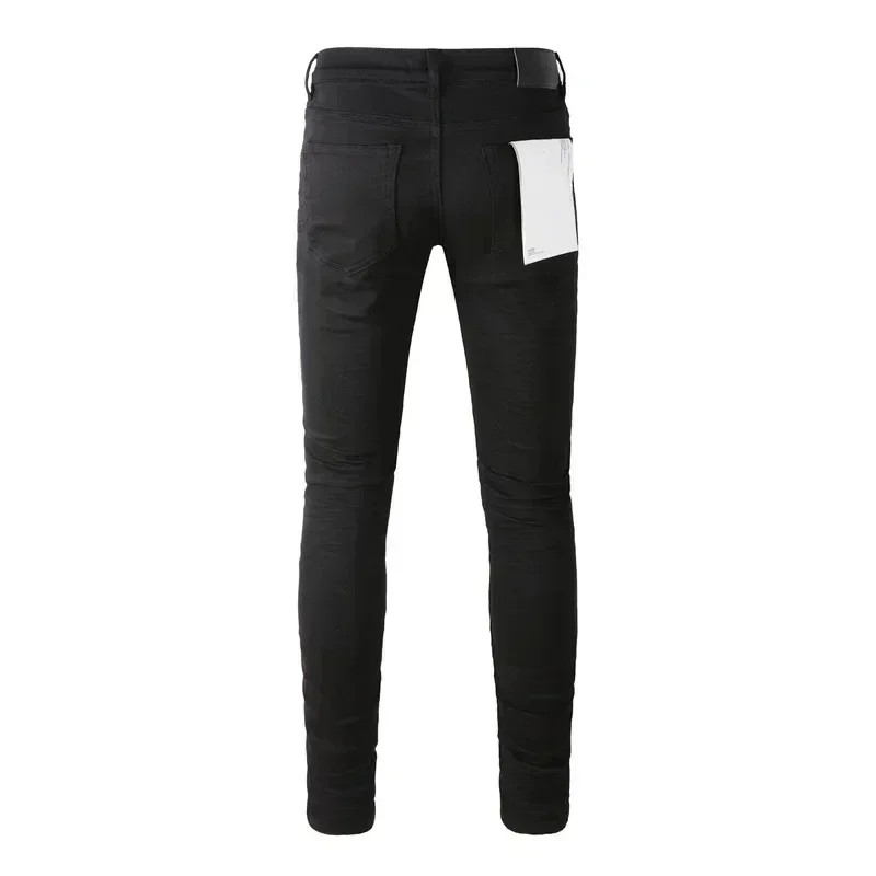 New Fashion Purples jeans Man with high street black pleats Fashion top quality Repair Low Rise Skinny Denim pants 3