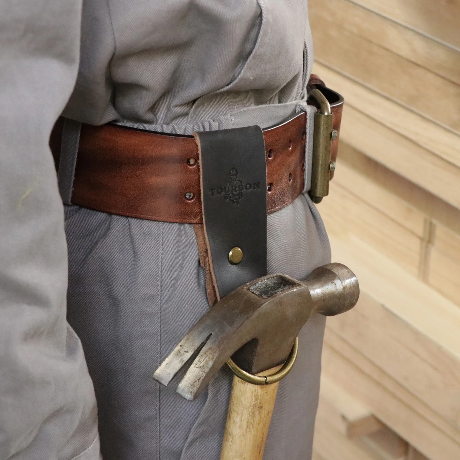 mobile tool chest Tourbon Thick Genuine Leather Axe Holder Spud Wrench Hammer Holders Trowel Tools Holster Belt Loop 5CM Key Ring Holder power tool bag