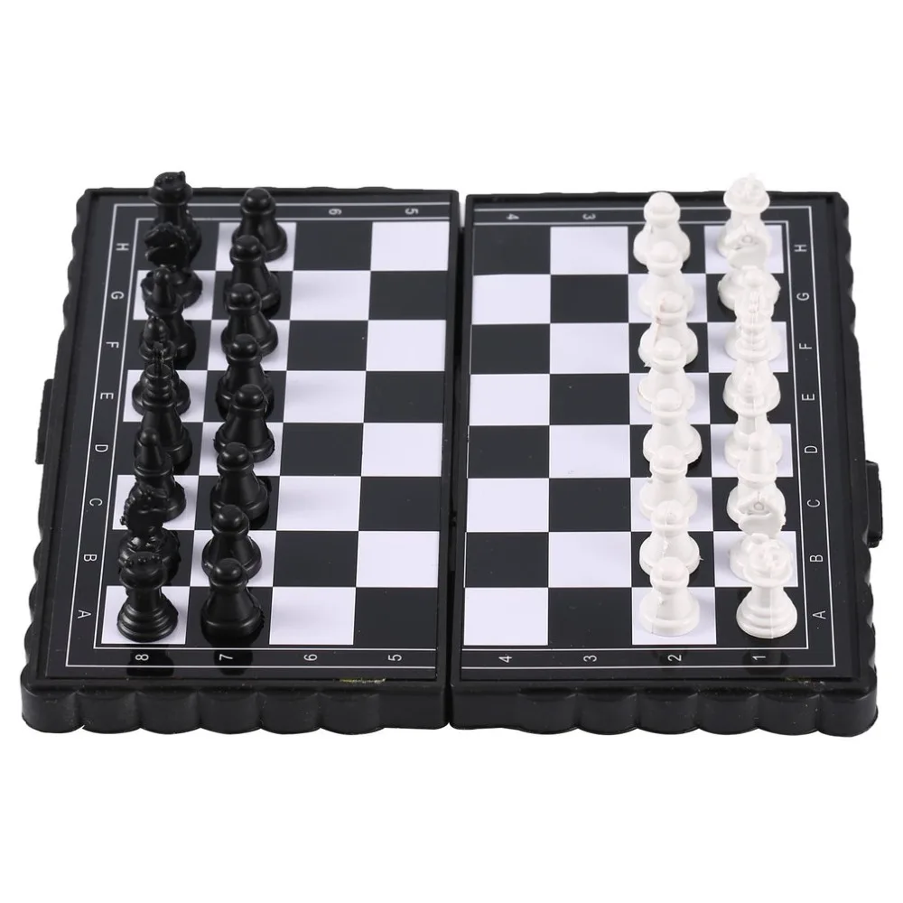 1 Set Mini International Chess Folding Magnetic Plastic Chessboard Board Game Portable Kid Toy Portable Outdoor Chess Set magnetic chess set