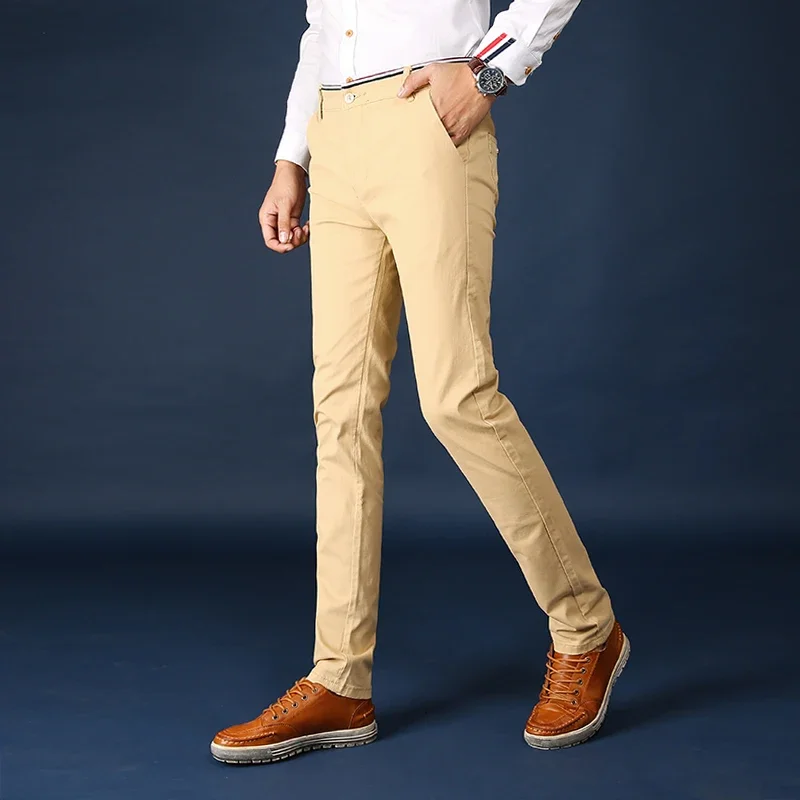 Männer Mode Geschäft hoch taillierte feste Hose große Größe 28-38 Slim Fit Hose männlich Plüsch gerade Bein dünne formelle Hosen – Detail 10