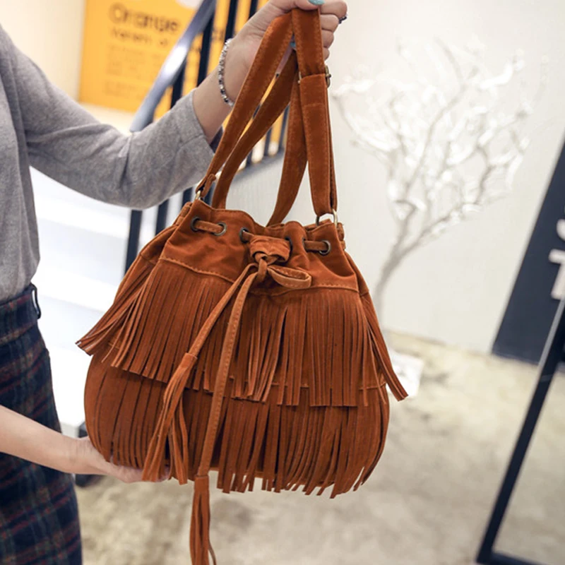 Fashion Celebrity Tassel Suede Fringe Shoulder Messenger Handbag