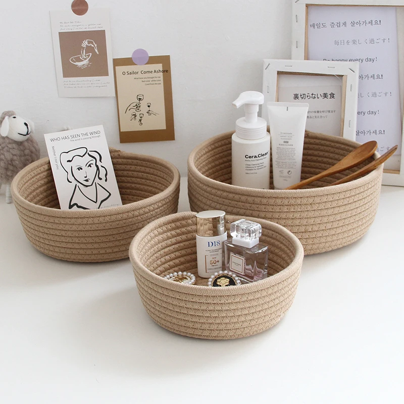 

Nordic Cotton Rope Storage Baskets Woven Desktop Sundries Organizer Box