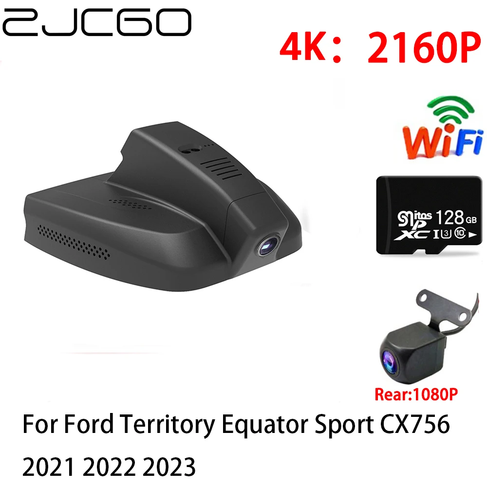 

ZJCGO 2K 4K Car DVR Dash Cam Wifi Front Rear Camera 2 Lens 24h parking for Ford Territory Equator Sport CX756 2021 2022 2023