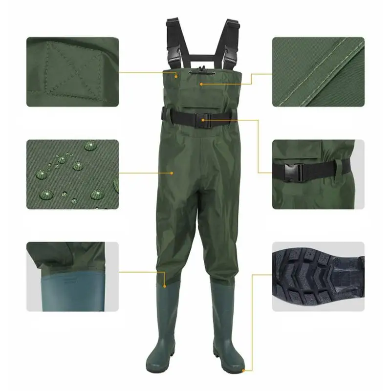 Mono de pesca impermeable de nailon, pantalones de una pieza, traje de caza con botas, ropa de pesca con mosca, monos