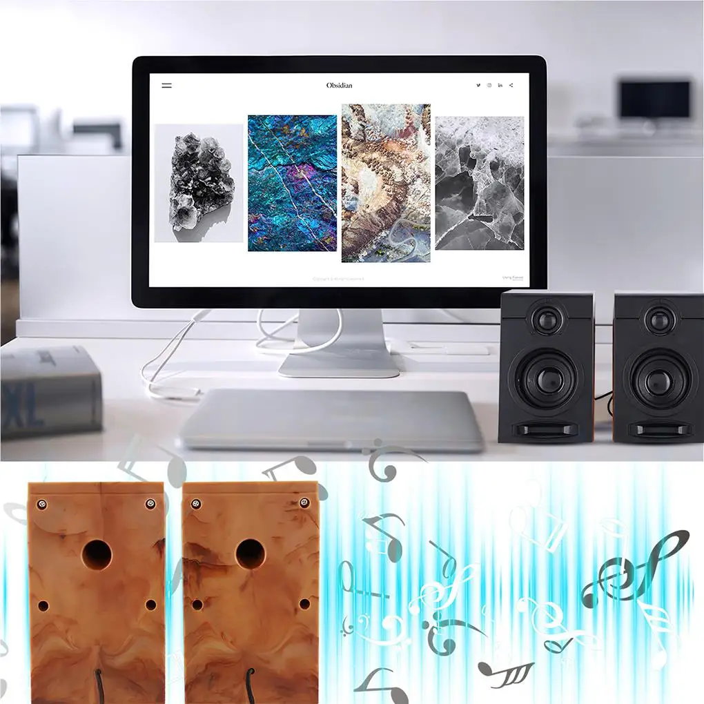 2 Pcs Computer Subwoofer Speaker Music Player Tool Multimedia Speakers PC Gaming Supply Widely Usage Sound Box Household Studio