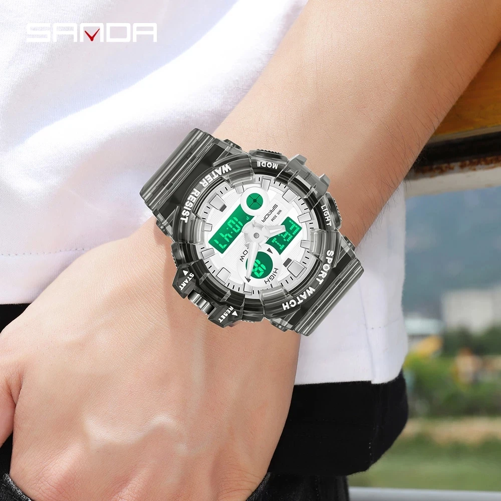 SANDA Top Brand 2023 New Men's Watches Sport Military Quartz Watch for Men Digital Watch Waterproof Clock relogio masculino 3100