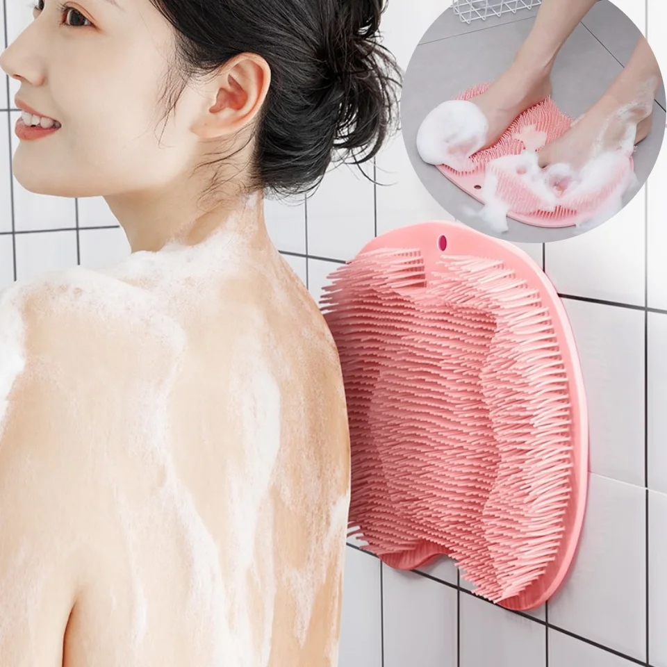 Exfoliating Shower Massage Scraper Non slip Bath Mat Back Massage Brush