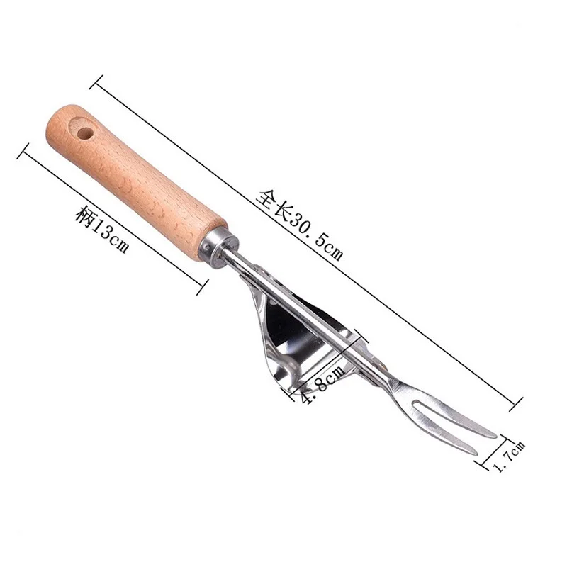 Wood Handle Stainless Steel Garden Weeder Hand Weeding Removal Cutter Puller Tools Multifunction Weeder Transplant