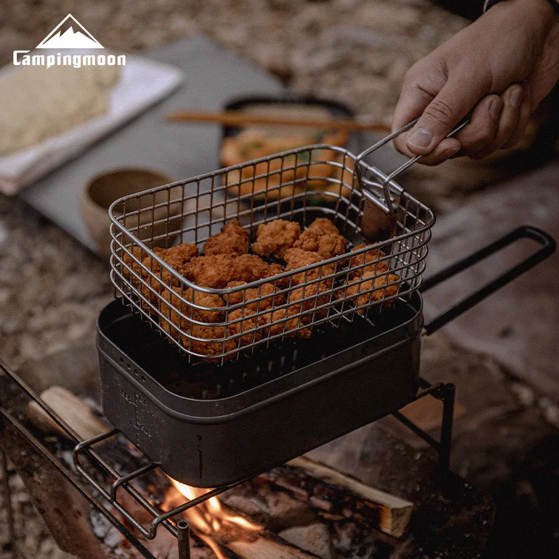 CAMPINGMOO Folding Stainless Steel Fry Basket – Outdoor Picnic Lunch Box 3
