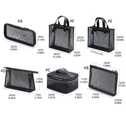 Q1QA Mesh Makeup Bag Zipper Pouch Cosmetic Organizer Case Travel Toiletry Bags Organize Supplies Daily Cosmetics Accessories for