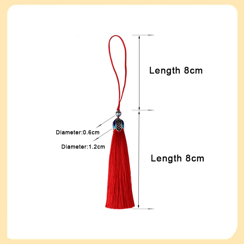 5Pcs Silky Elegant Tassels Soft Craft Tassels Fringe Cloisonne Tassel Charms Bulk Bookmark Tassel with Cord Loop for DIY Making