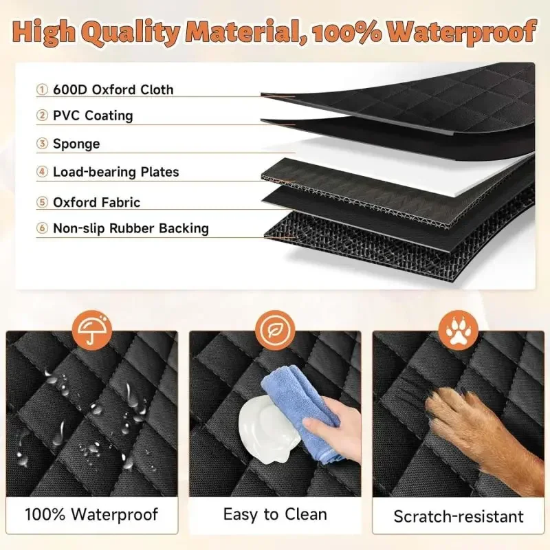 Hard Bottom Dog Car Seat Cover Waterproof With Mesh Window Scratch Prevent Antinslip Hammock dog car seat cover