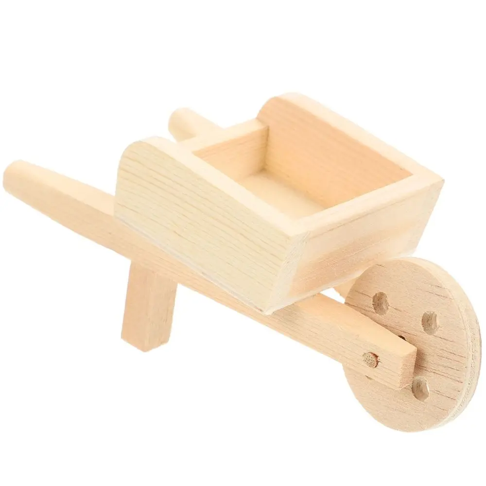 New Wooden Mini Cart Doll Houses Wood Color Landscape Carts Decor Child Furniture Decors Kids Toy Miniature