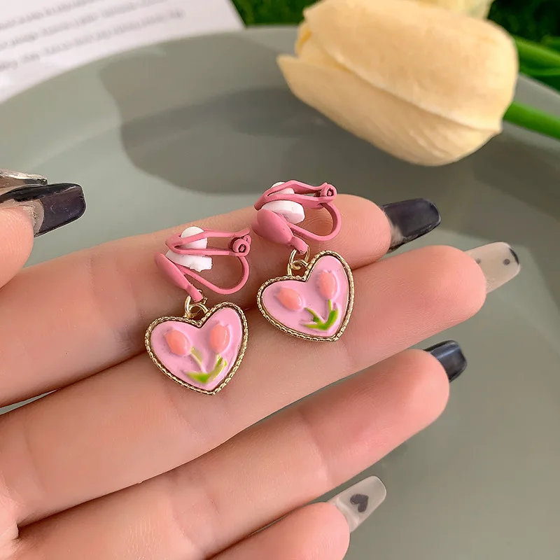 Summer Flower Ear Clip Without Ear Hole Girl Earrings