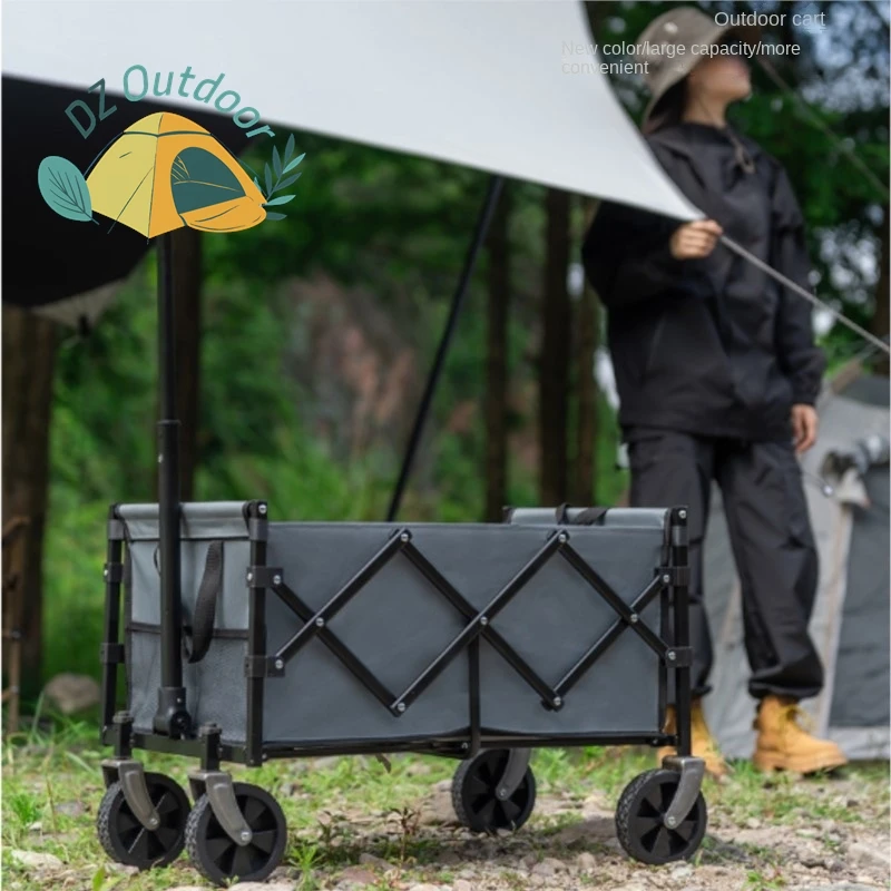 Folding Shopping Cart DZ Outdoor Stall Universal Small Foldable Picnic Camping Travel Off Road Hand Pulled