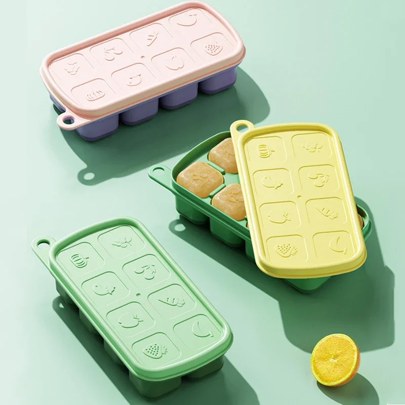 PP food grade silicone ice tray baby food storage box with cover