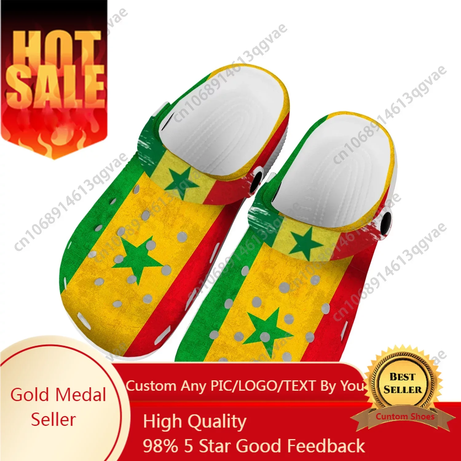 

Senegalese Flag Home Clogs Custom Water Shoes Mens Womens Teenager Senegal Shoe Garden Clog Breathable Beach Hole Slippers