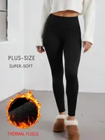 Plus Size Thermal running leggings with fleece interior for women. Low Rise design provides warmth and comfort for winter