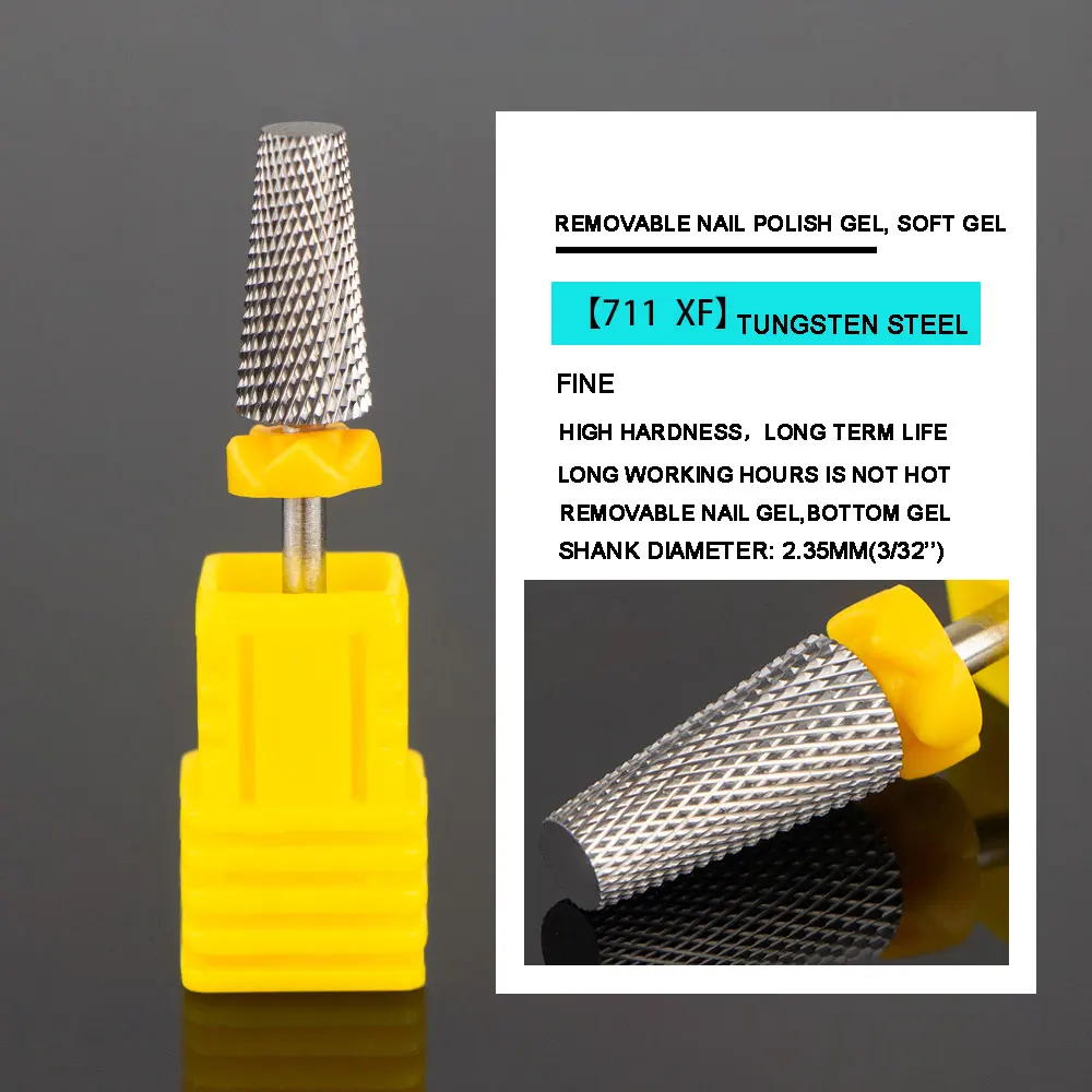 5 in 1 Nail Drill Bits Tungsten Steel Cross Teeth Manicure File Nail Cutter Acrylic or Hard Gel Nail Polish Remove Drill Bit 6