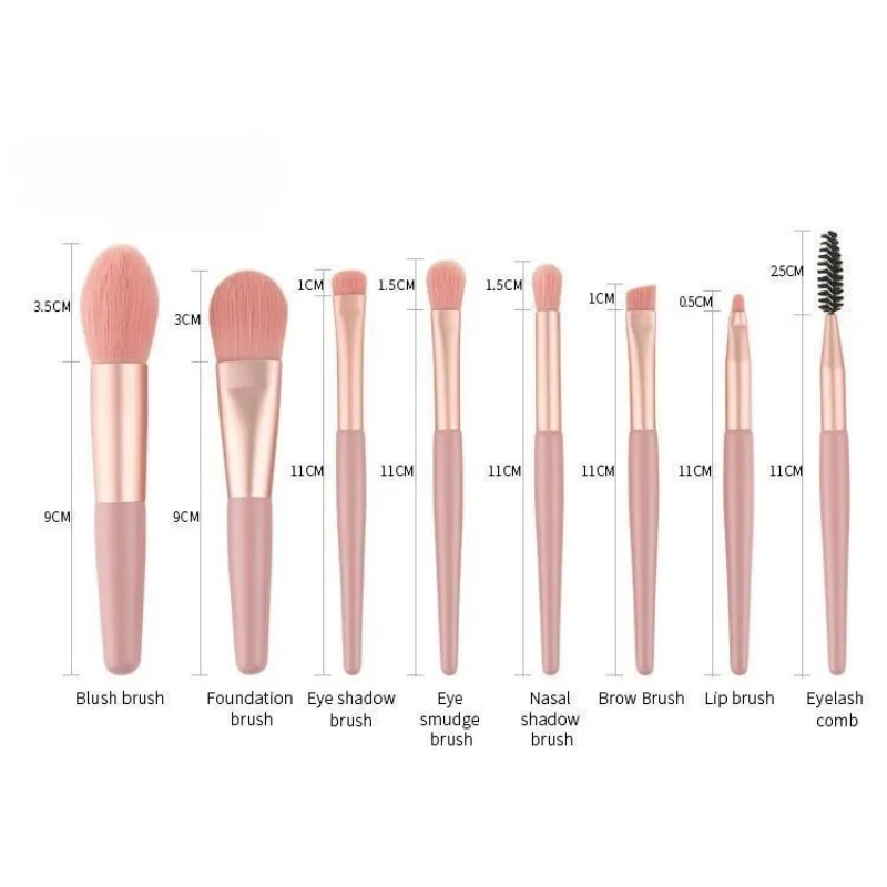 8Pcs 미니 마카롱 소프트 메이크업 브러쉬 세트, 블러쉬 아이섀도우용 휴대용 초보자용 뷰티 도구, 완벽한 화장품 브러쉬 키트