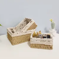 Rattan weaving Storage Basket Eco-friendly Wear Resistant Fabric Anti-deform Organizer Basket Home Miscellaneous basket storage 1