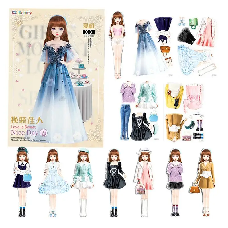 

Нарядные куклы, расслабляющая и веселая одежда, подходящая игра, портативная бумажная кукла принцессы для платья, легко захватывается, подарок для детей