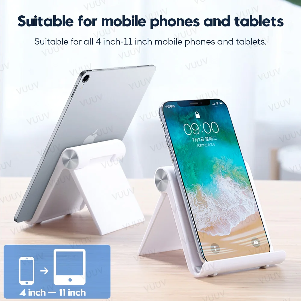 Foldable Desk Stand for Tablets and Mobile Devices, 4-11 Inch Adjustable Holder