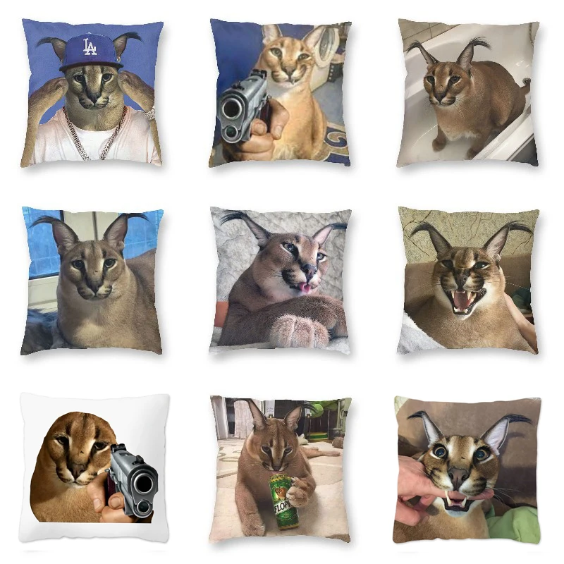 40/45/50/60cm Floppa Meme Pillow Case Cute Cat Decorative Cushion