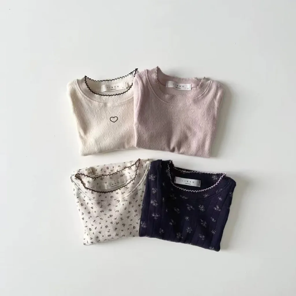 Spring New Baby Girl Long Sleeve T Shirts Infant Girls Floral Bottoming Shirts Kids Breathable Cotton Tops Toddler Tees