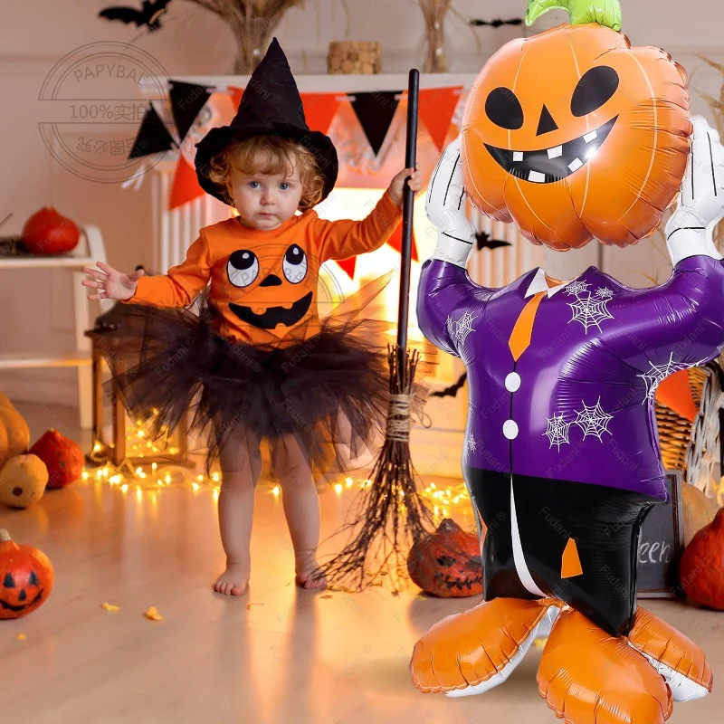 Giant Halloween Castle Balloon Decor with Ghost, Pumpkin, and Skull Design