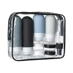 Silicone Leak - Proof Travel Bottle Set - TSA - Approved Toiletry Containers (16 Pack) (Black)