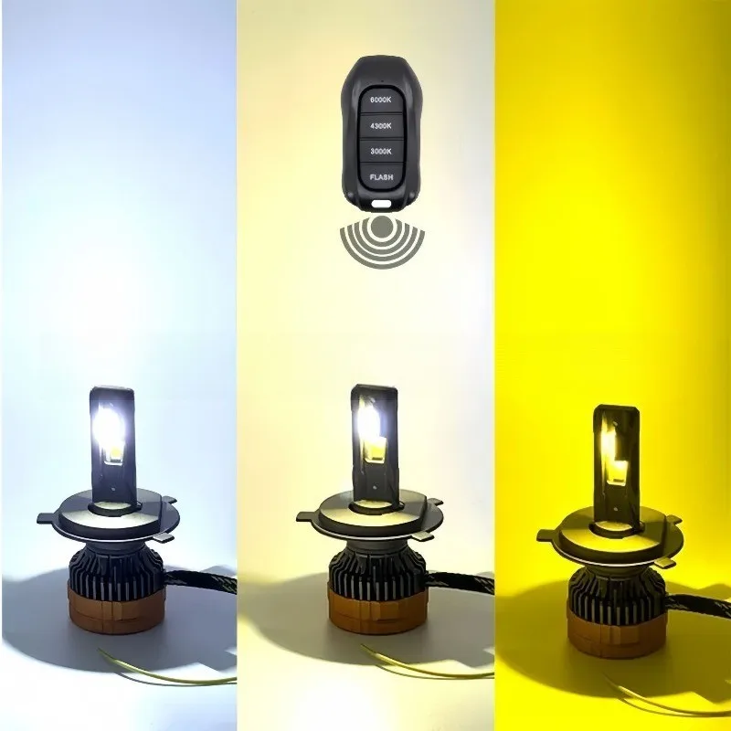 1개입 삼색 리모컨 H11 H9 HB3 9005 HB4 9006 H1 H9 160W 6500K 4300K 3000K LED 헤드라이트 H4 LED H7 자동차 헤드라이트용