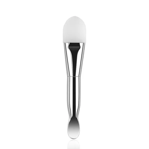 Metal Handle Makeup Brush for Liquid Foundation Facial Mask Portable Contour Brush Silicone Fiber Cosmetic Tools