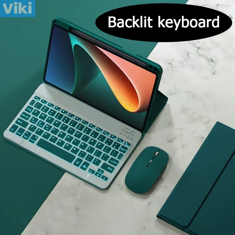 Tastiera Retroilluminata A 7 Colori Per Xiaomi Pad 6 Mi Pad 6 Pro 11 Pollici 2023 Con Supporto Per Penna Tastiera Cover Spagnolo Russo Inglese