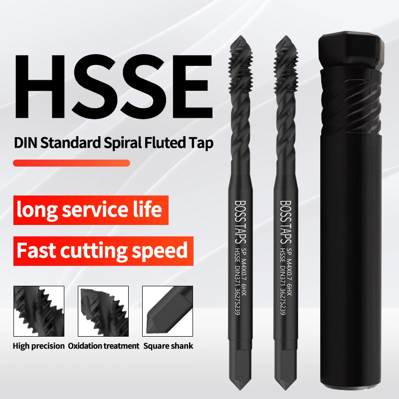 HSSE-M35 DIN 371 376 Standard OX Coating Spiral Fluted Tap Pointed M2 M2.5 M3 M4 M5 M6 M8 M10 M12 6H